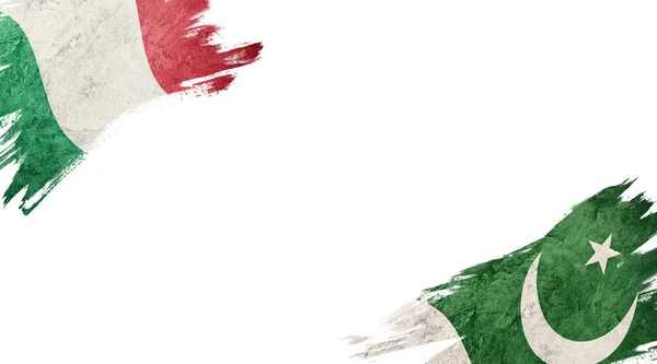 Vlajky Itálie a Pákistánu na bílém pozadí — Stock fotografie